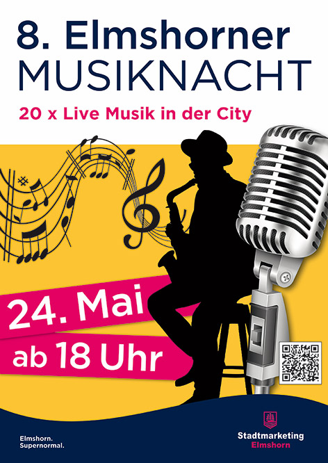 Plakat zur 8. Elmshorner Musiknacht am 24. Mai 2024