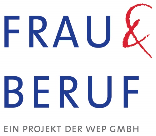 Logo mit Schriftzug "Frau & Beruf - ein Projekt der WEP GMBH"